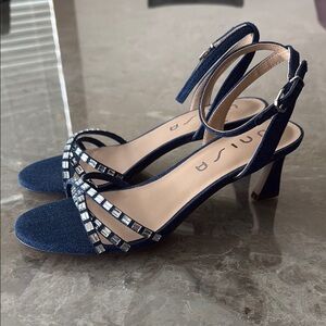Denim Blue Strappy Heeled Sandals